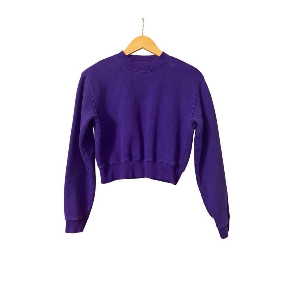 Tna cozy AF fleece crewneck pullover cropped sweater purple XS